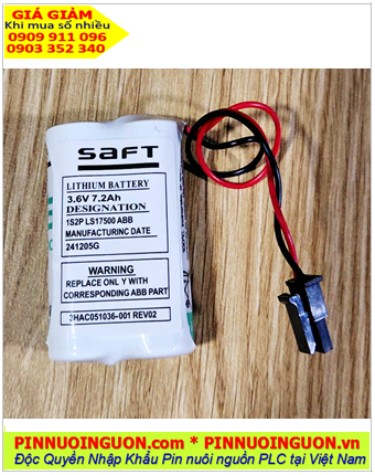 Pin ABB 1S2PLS17500 Lithium 3.6v; Pin nuôi nguồn ABB 1S2PLS17500 lithium 3.6v 7200mAh chính hãng, Xuất xứ Pháp